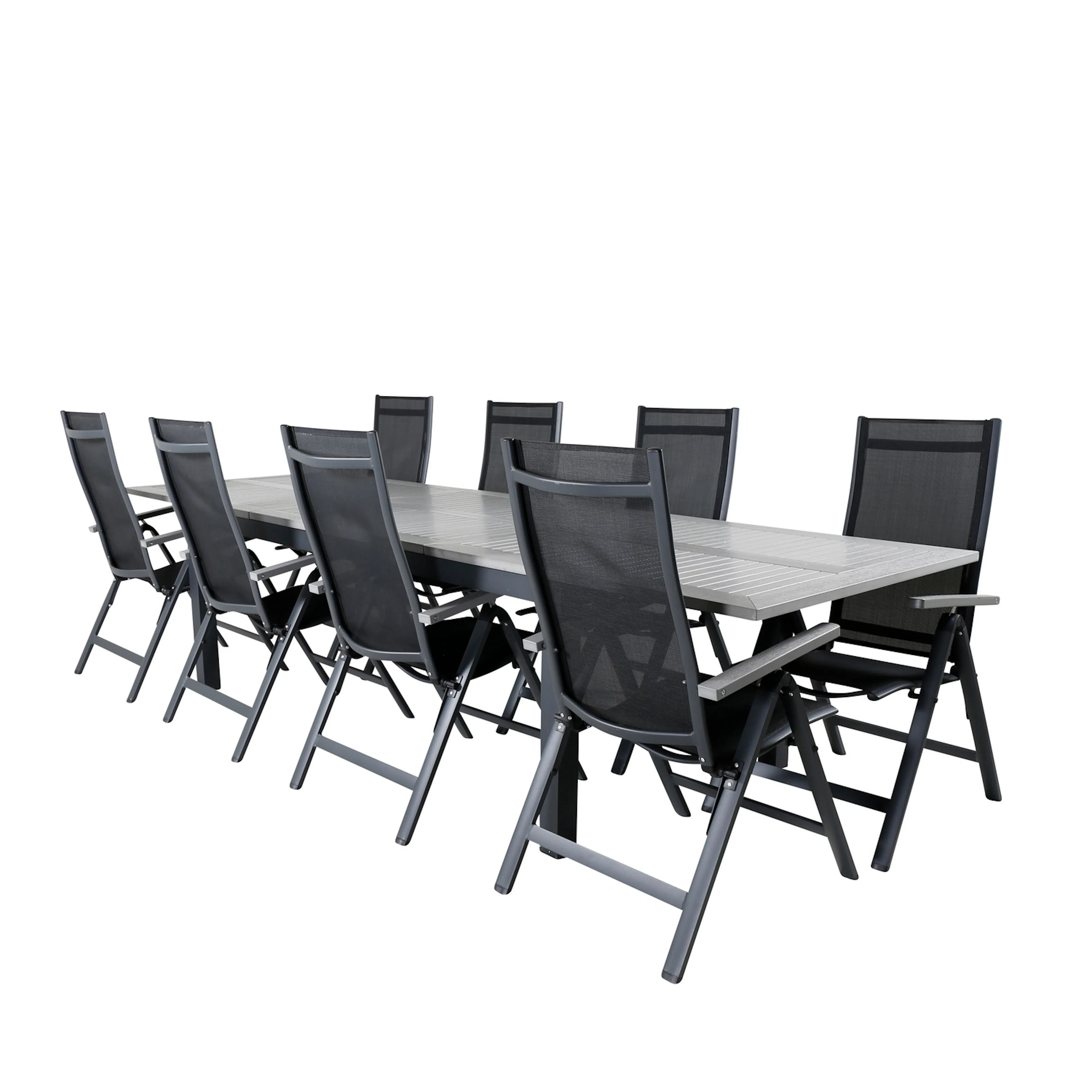 Matgrupp Utomhus Venture Home Aleyna 224 Svart med 8 Aleyna PositionsTrädgårdsstolar