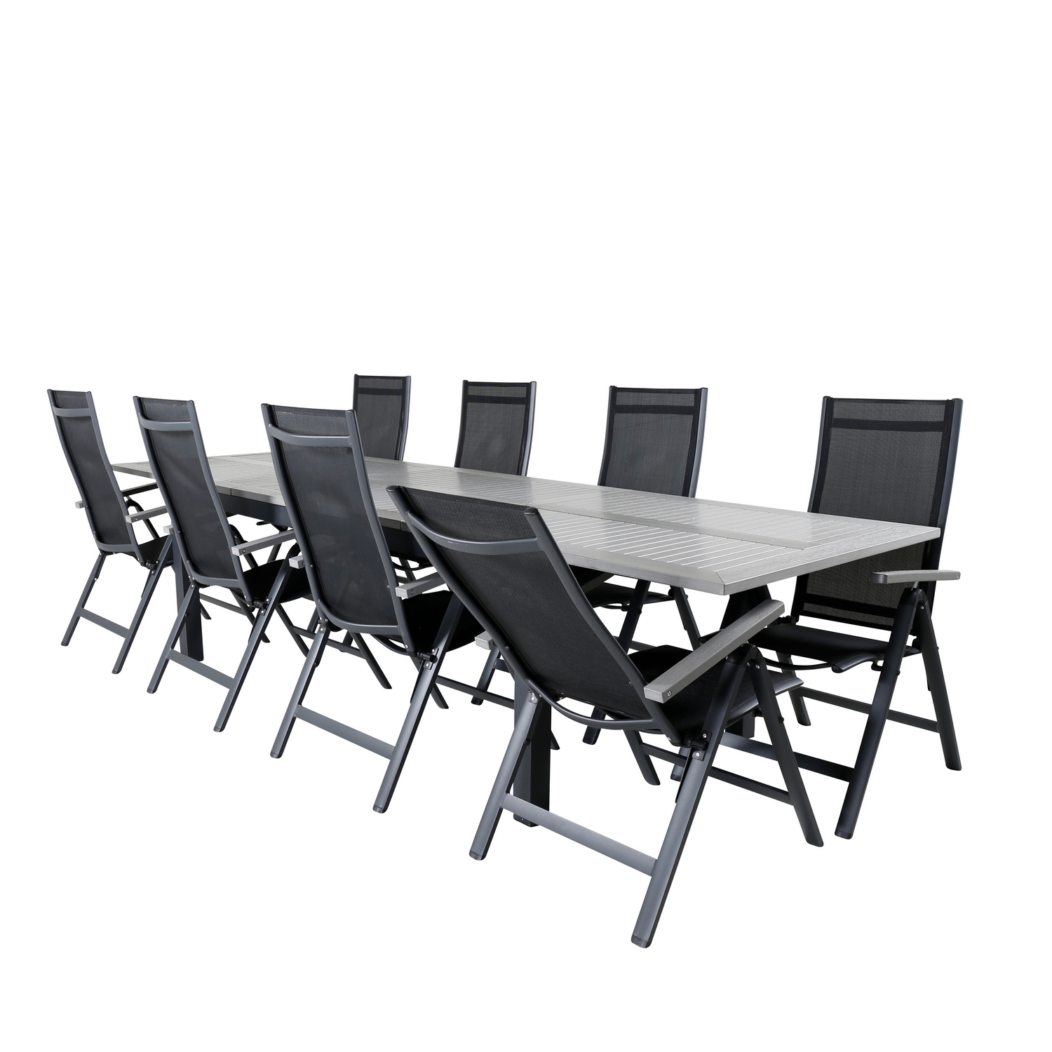 Matgrupp Utomhus Venture Home Aleyna 224 Svart med 8 Aleyna PositionsTrädgårdsstolar