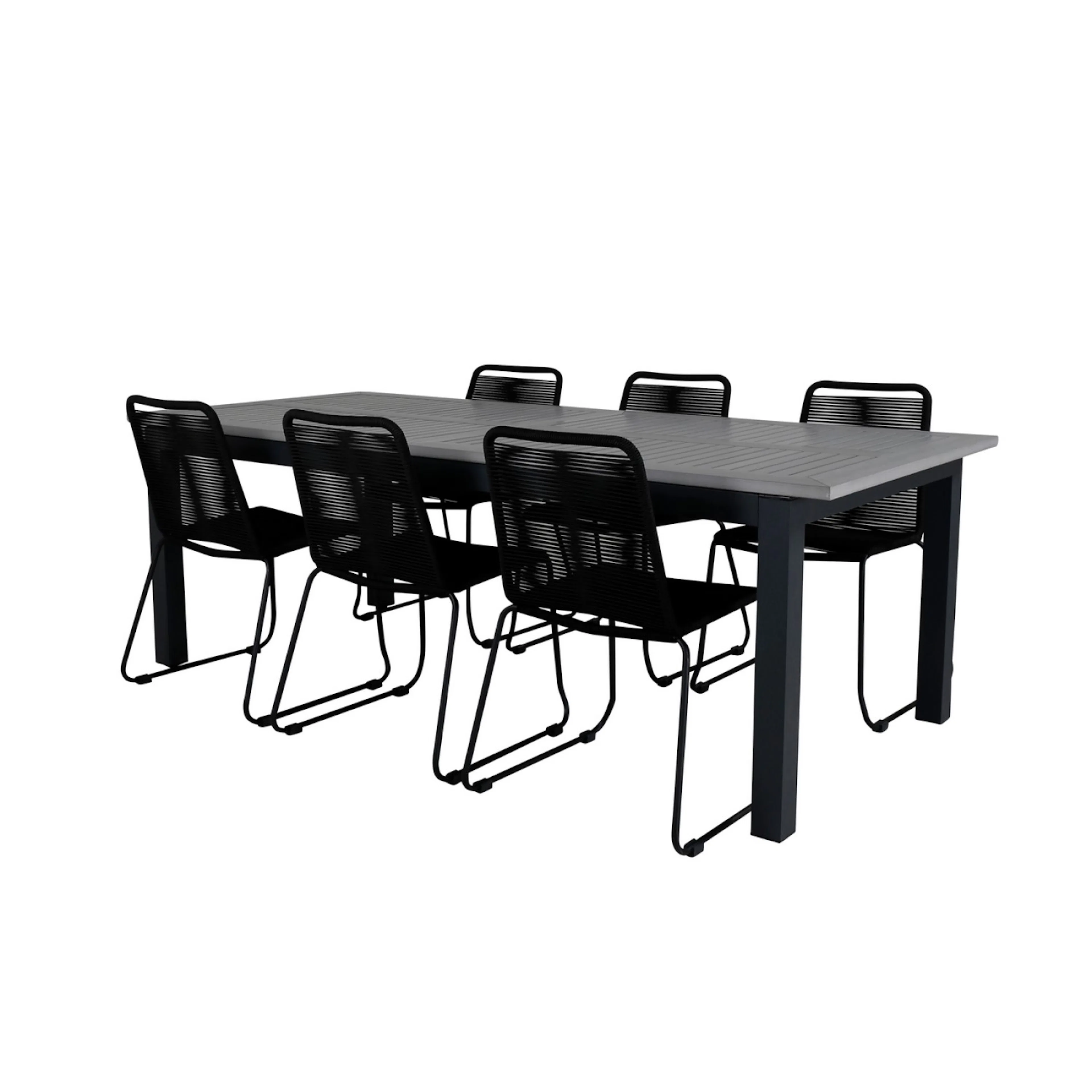 Matgrupp Utomhus Venture Home Aleyna 224 med 6 Leon Stapelbara Trädgårdsstolar