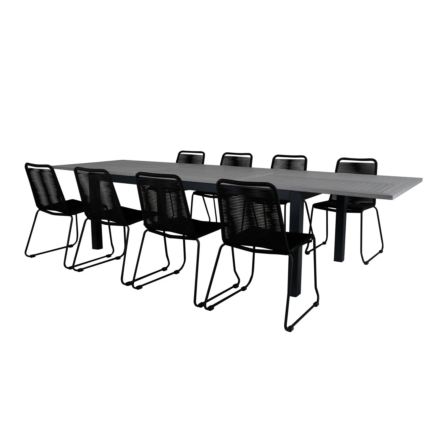 Matgrupp Utomhus Venture Home Aleyna 224 med 8 Leon Stapelbara Trädgårdsstolar