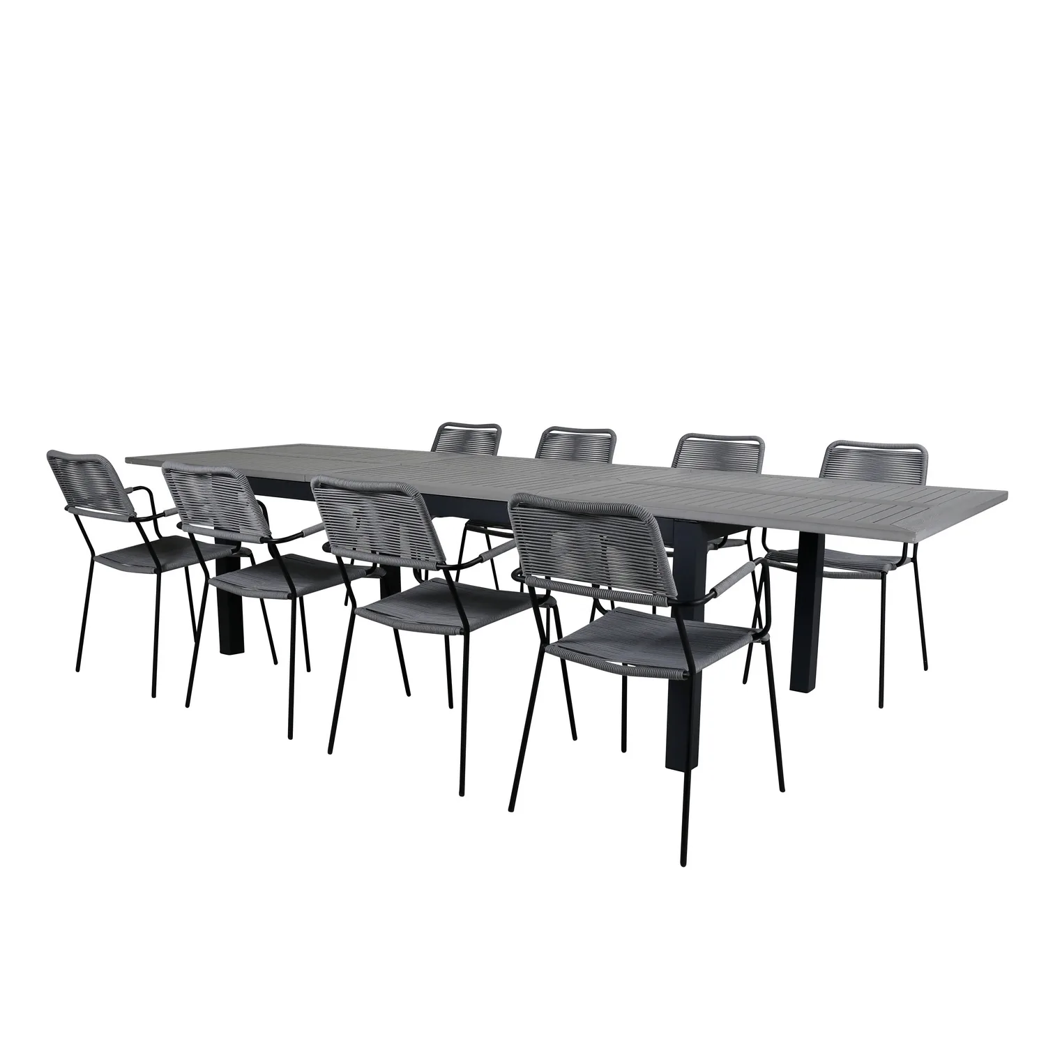 Matgrupp Utomhus Venture Home Aleyna 224 med 8 Leon Trädgårdsstolar