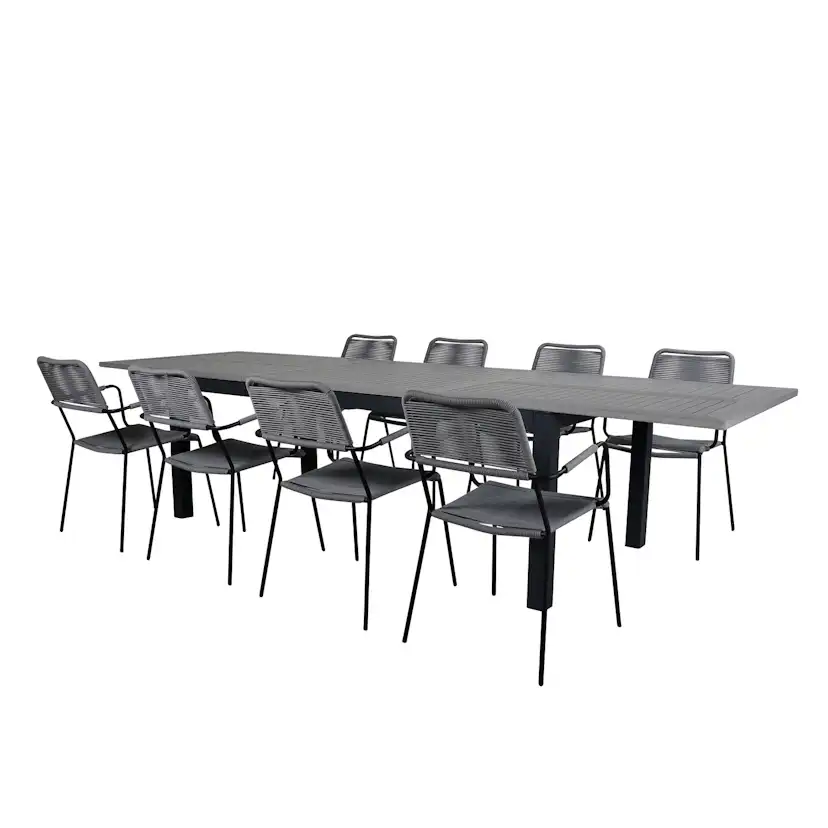 Matgrupp Utomhus Venture Home Aleyna 224 med 8 Leon Trädgårdsstolar