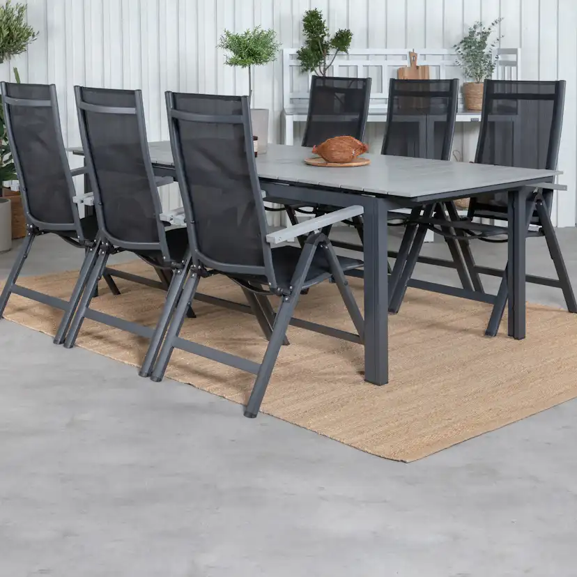 Matgrupp Venture Home Lova 224 Svart med 6 Aleyna Positionsstolar