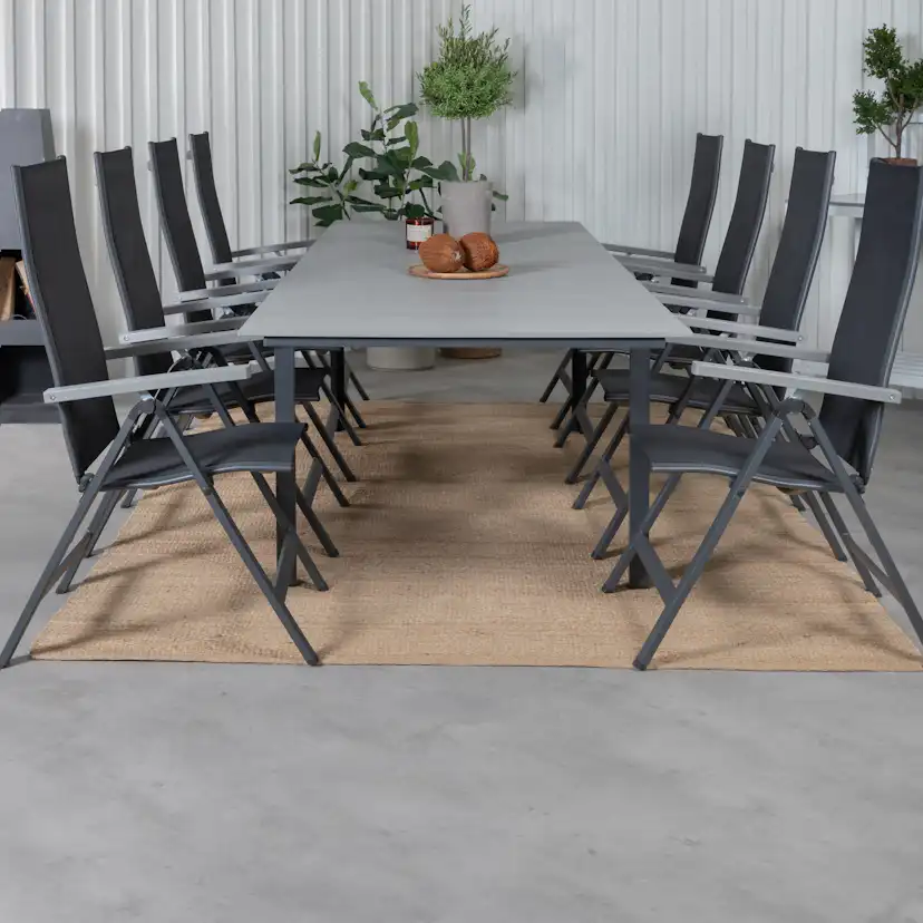 Matgrupp Venture Home Lova 224 Svart med 8 Aleyna Positionsstolar