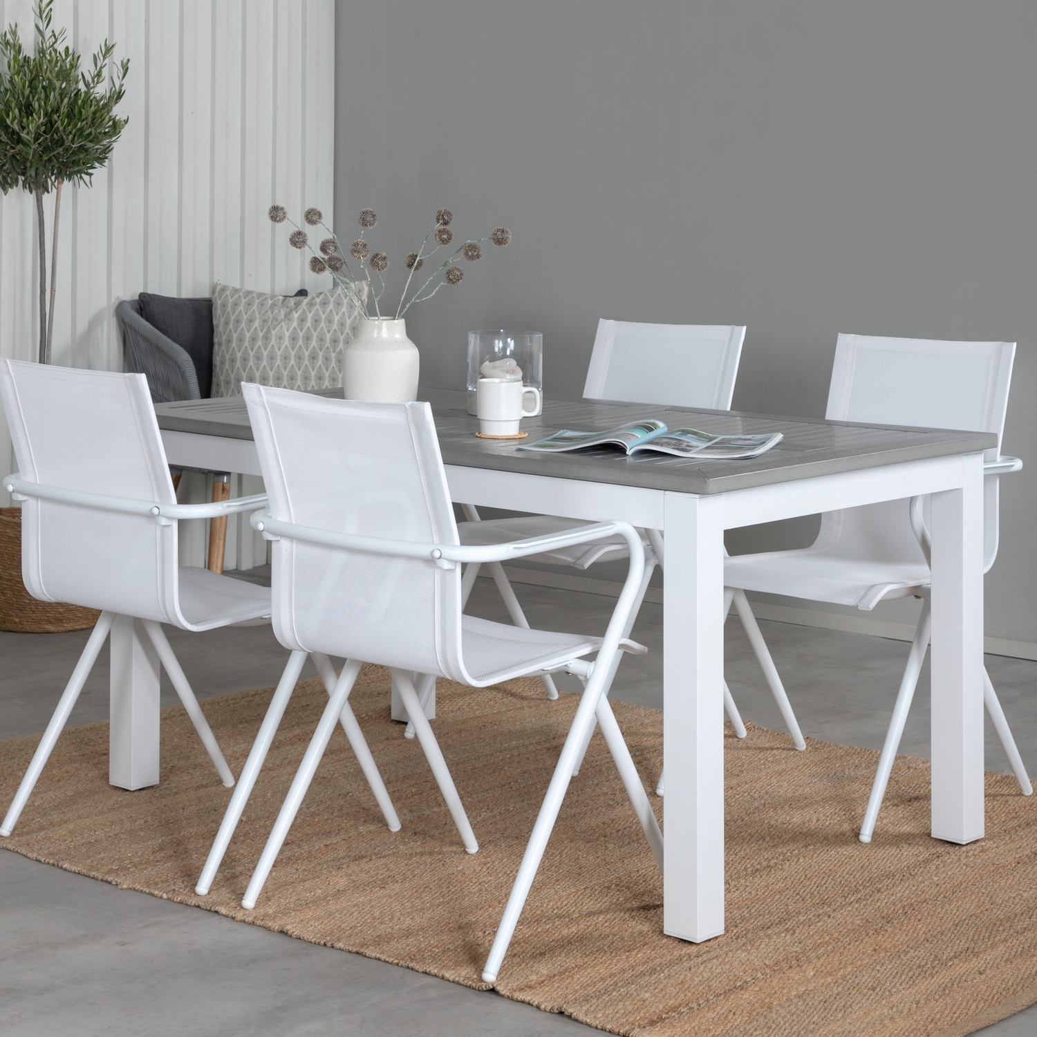 Matgrupp Venture Home Aleyna 152 Vit med 4 Aspen Matstolar