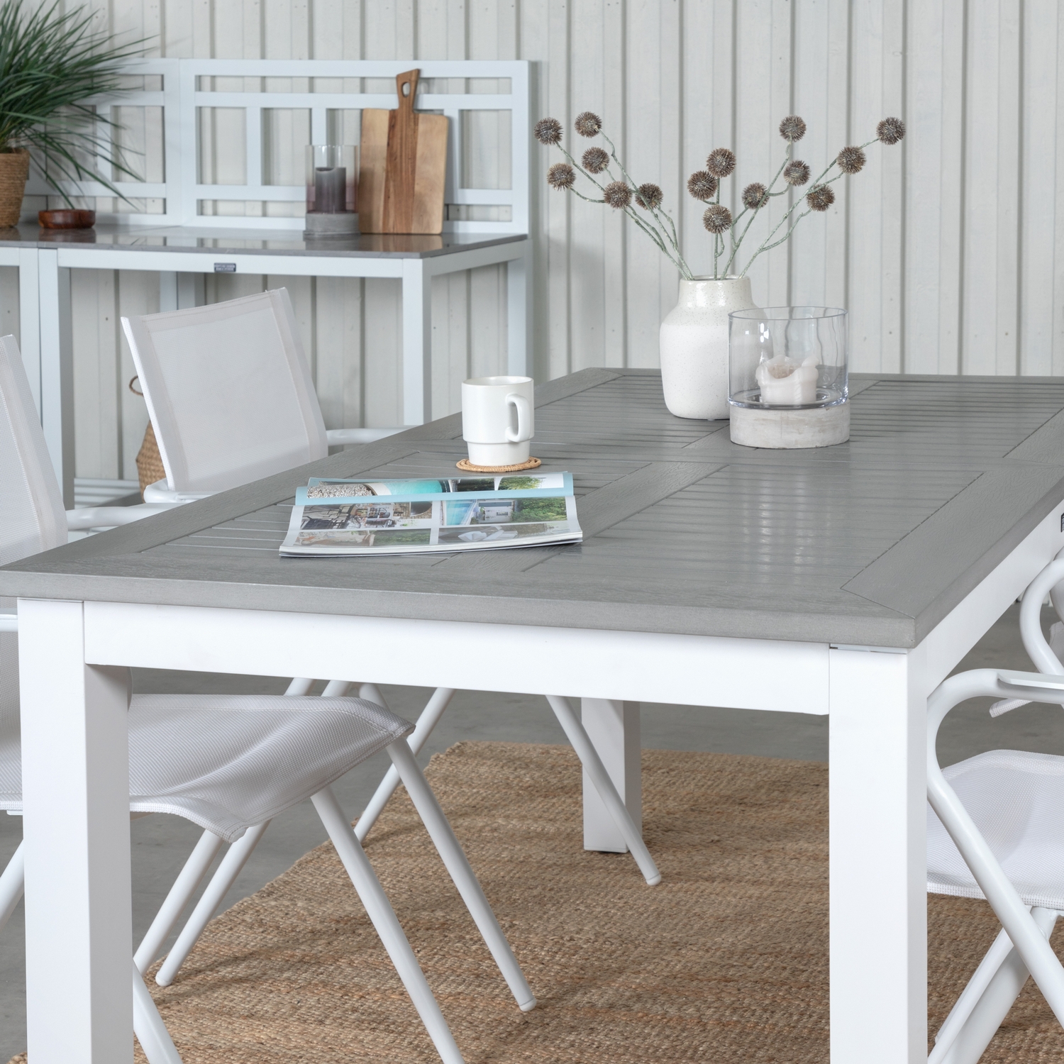 Matgrupp Venture Home Aleyna 152 Vit med 4 Aspen Matstolar