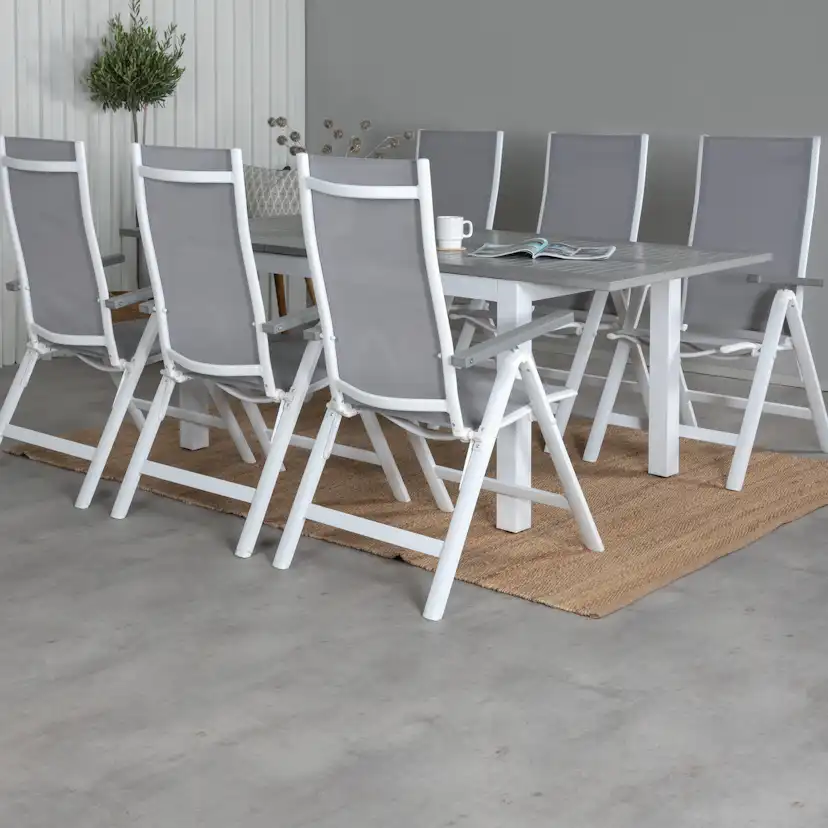 Matgrupp Venture Home Aleyna 152 Vit med 6 Aleyna Positionsstolar