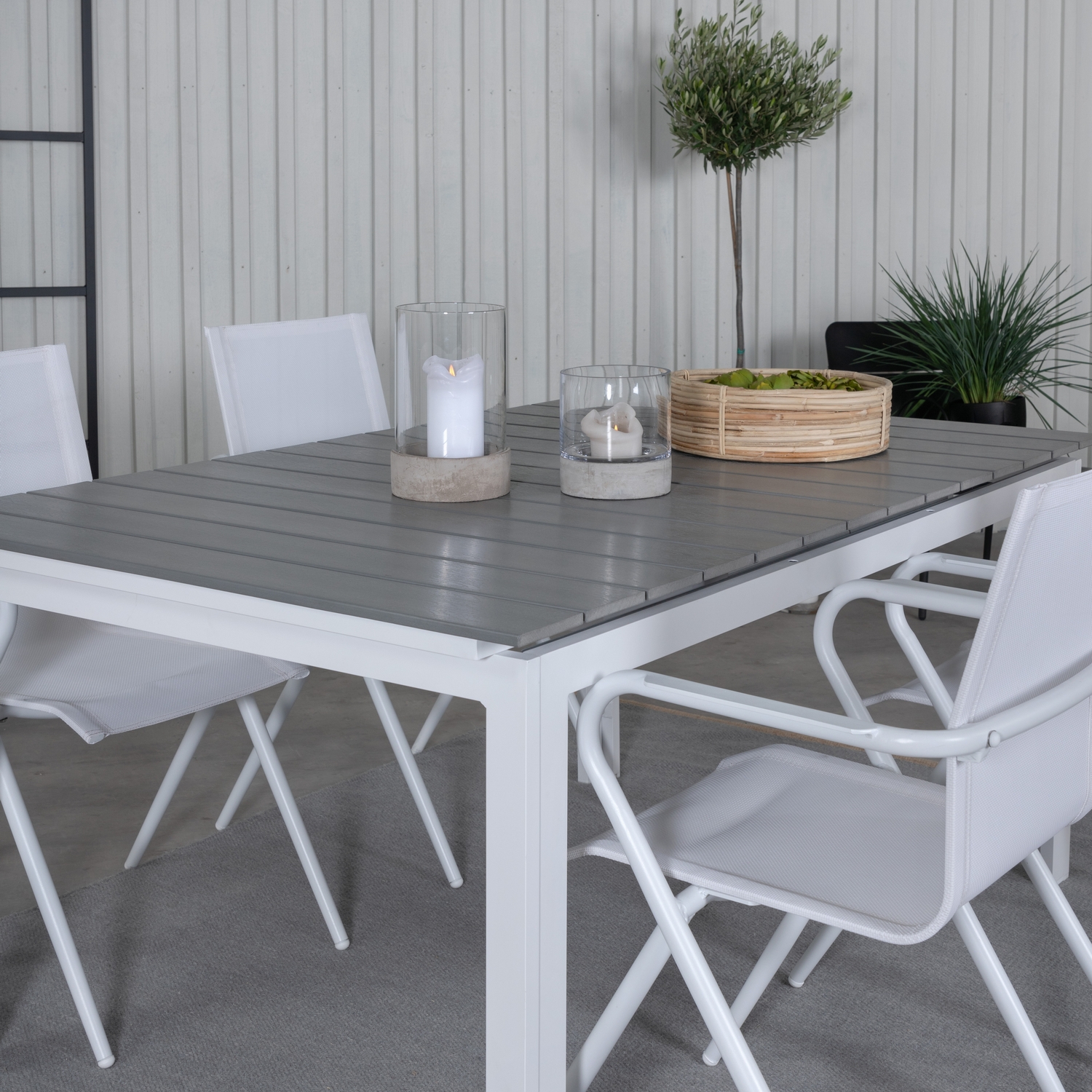 Matgrupp Venture Home Lova 160 Vit med 4 Aspen Matstolar