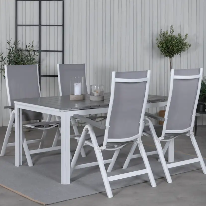 Matgrupp Venture Home Lova 160 Vit med 4 Aleyna Positionsstolar