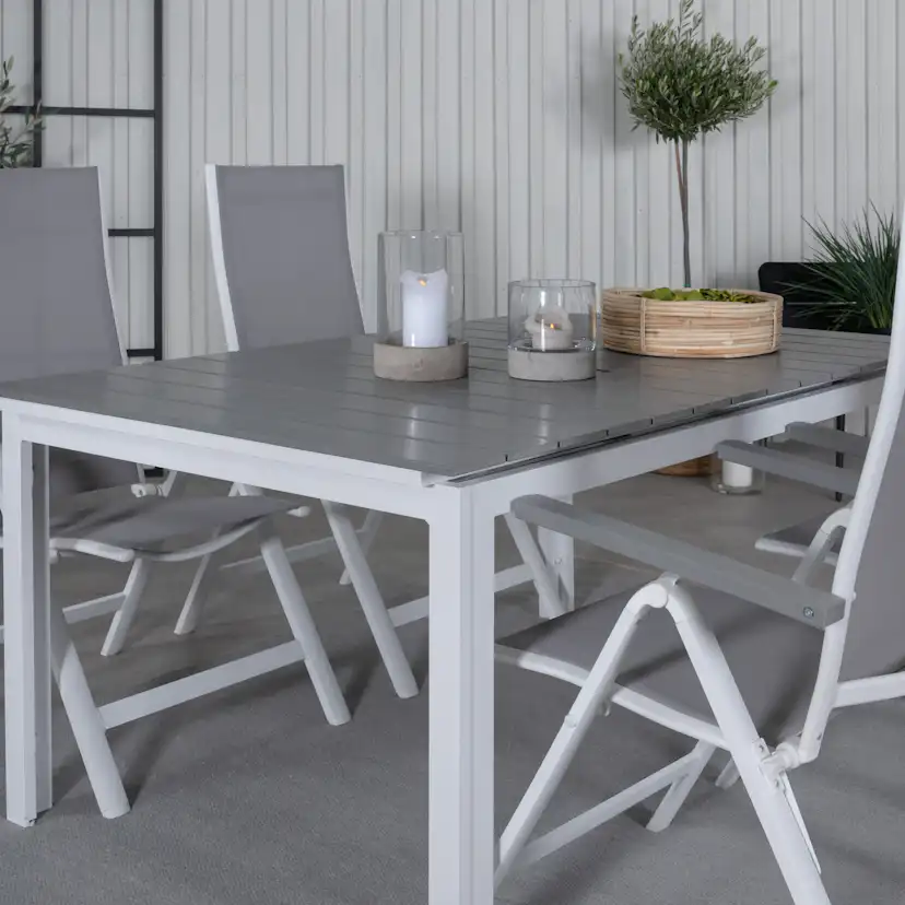 Matgrupp Venture Home Lova 160 Vit med 4 Aleyna Positionsstolar