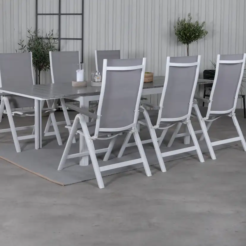 Matgrupp Venture Home Lova 160 Vit med 6 Aleyna Positionsstolar