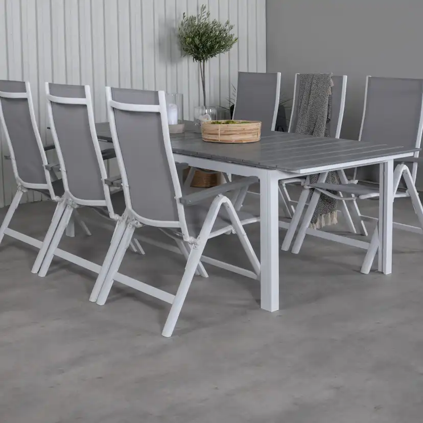Matgrupp Venture Home Lova 224 Vit med 6 Aleyna Positionsstolar