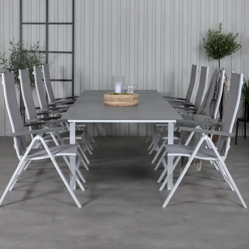 Matgrupp Venture Home Lova 224 Vit med 8 Aleyna Positionsstolar