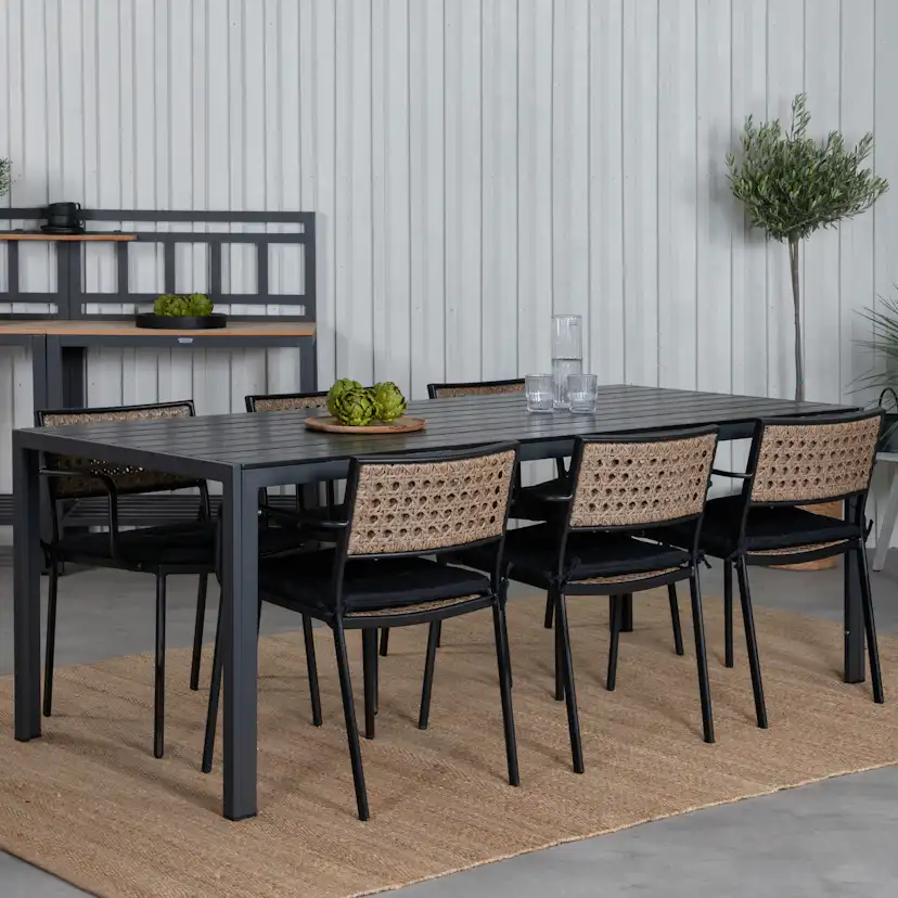 Matgrupp Utomhus Venture Home Bront med 6 Peoria Trädgårdsstolar