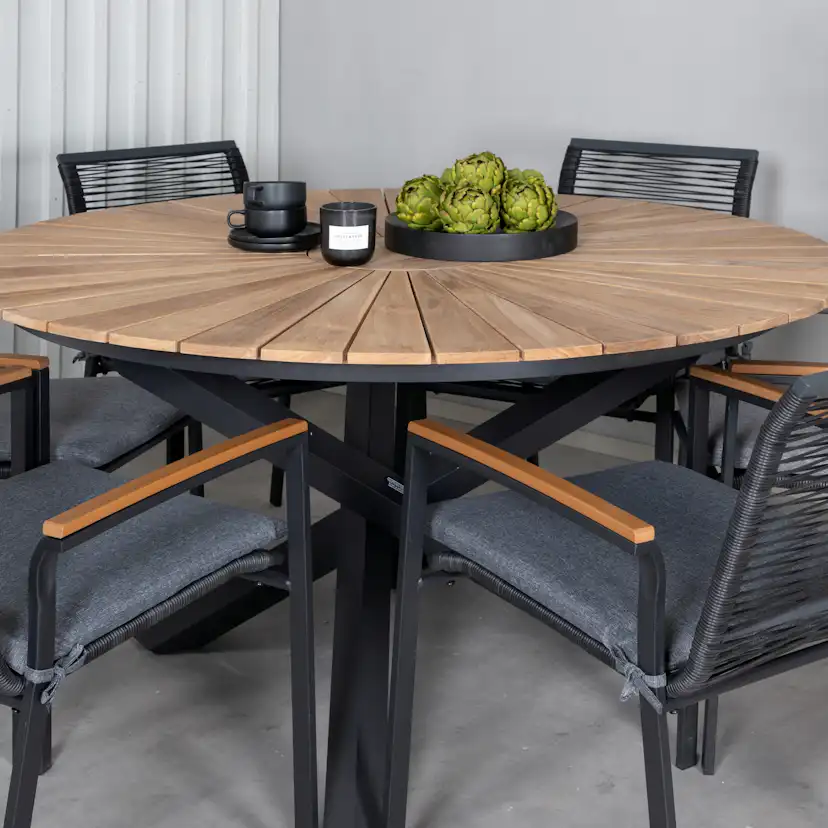 Matgrupp Utomhus Venture Home Meya med 6 Douglas Trädgårdsstolar