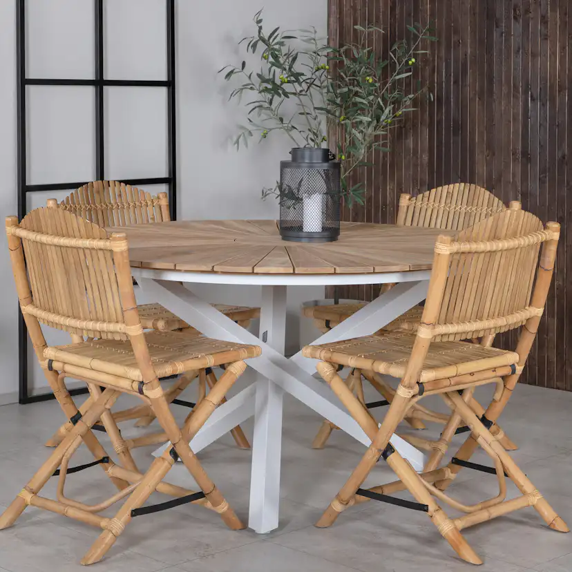 Matgrupp Venture Home Mendi Rund med 4 Cane Stolar