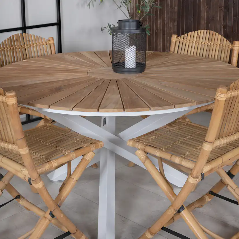 Matgrupp Venture Home Mendi Rund med 4 Cane Stolar