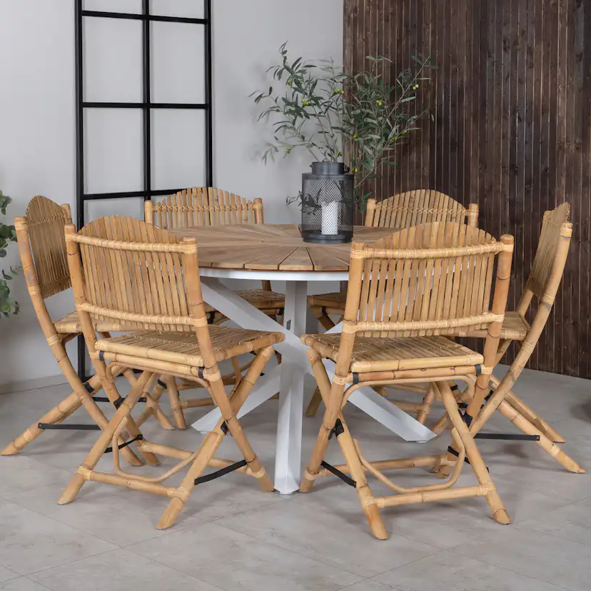 Matgrupp Venture Home Mendi Rund med 6 Cane Stolar