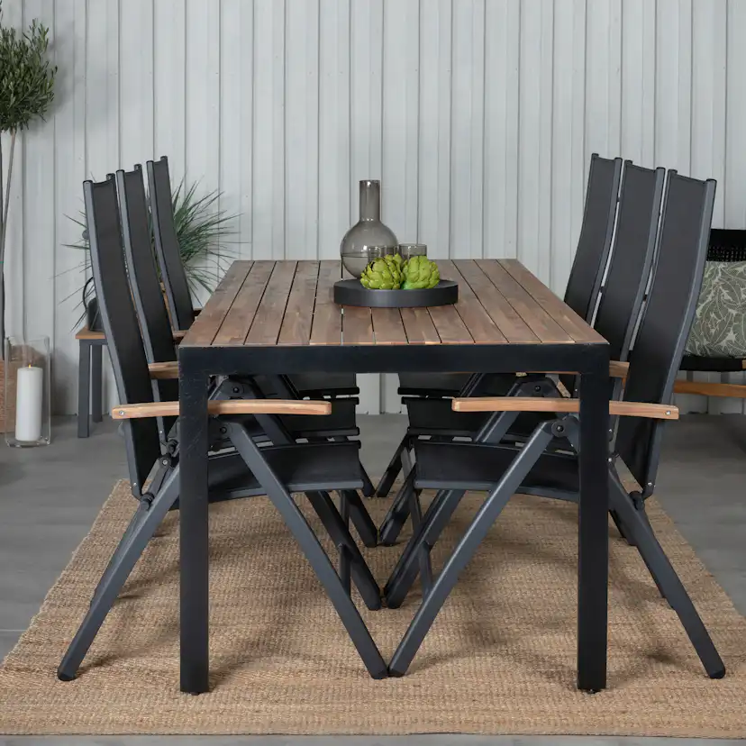 Matgrupp Utomhus Venture Home Berfin med 6 Perla Trädgårdsstolar