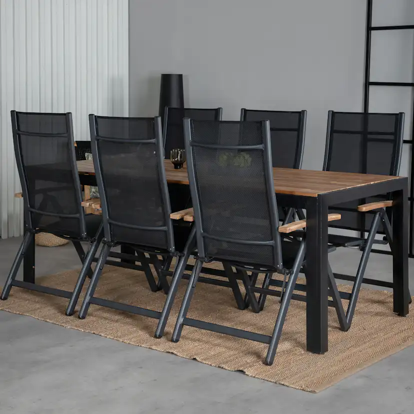 Matgrupp Utomhus Venture Home Berfin med 6 Perla Trädgårdsstolar