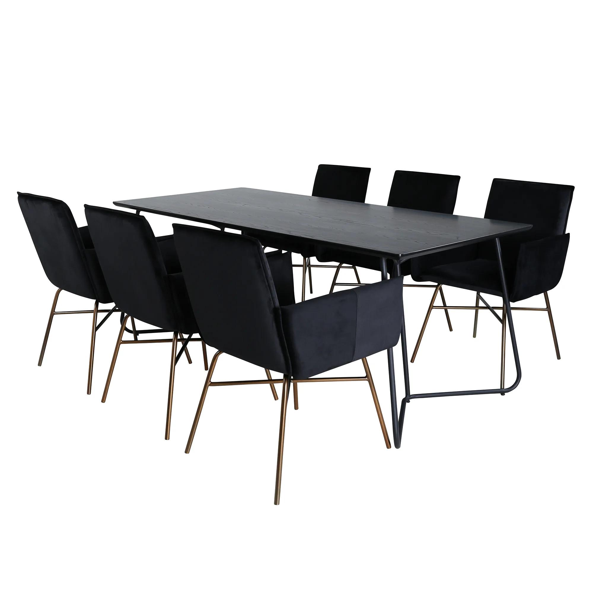 Matgrupp Venture Home Annika Svart med 6 Annika Stolar