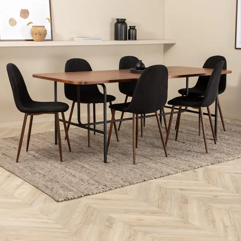 Matgrupp Venture Home Chicago Valnöt med 6 Pobbie Stolar