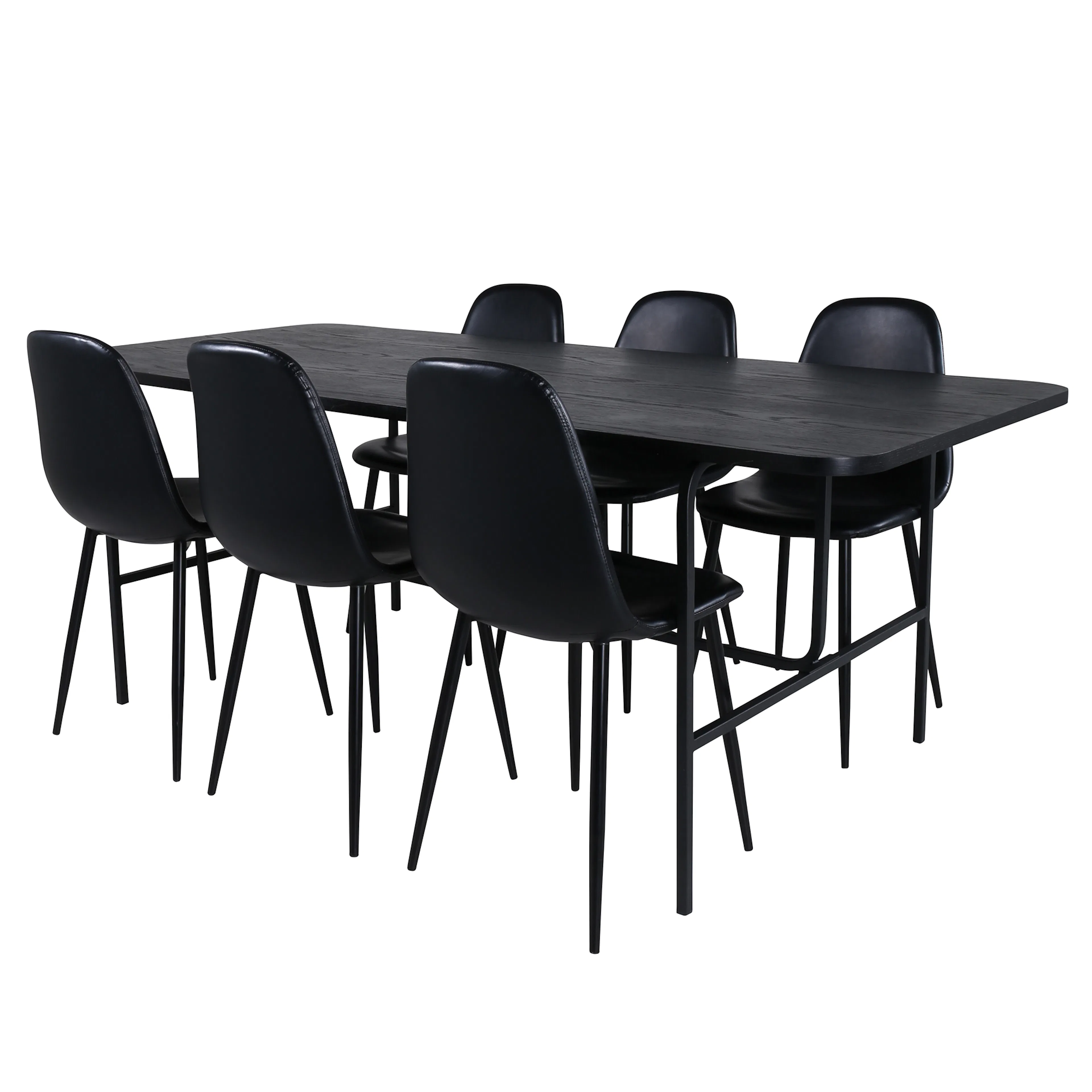 Matgrupp Venture Home Chicago Svart med 6 Pobbie Stolar