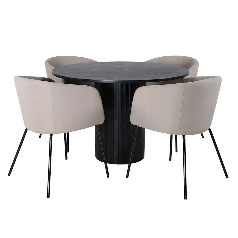 Matgrupp Venture Home Bianca Rund med 4 Bergen Stolar
