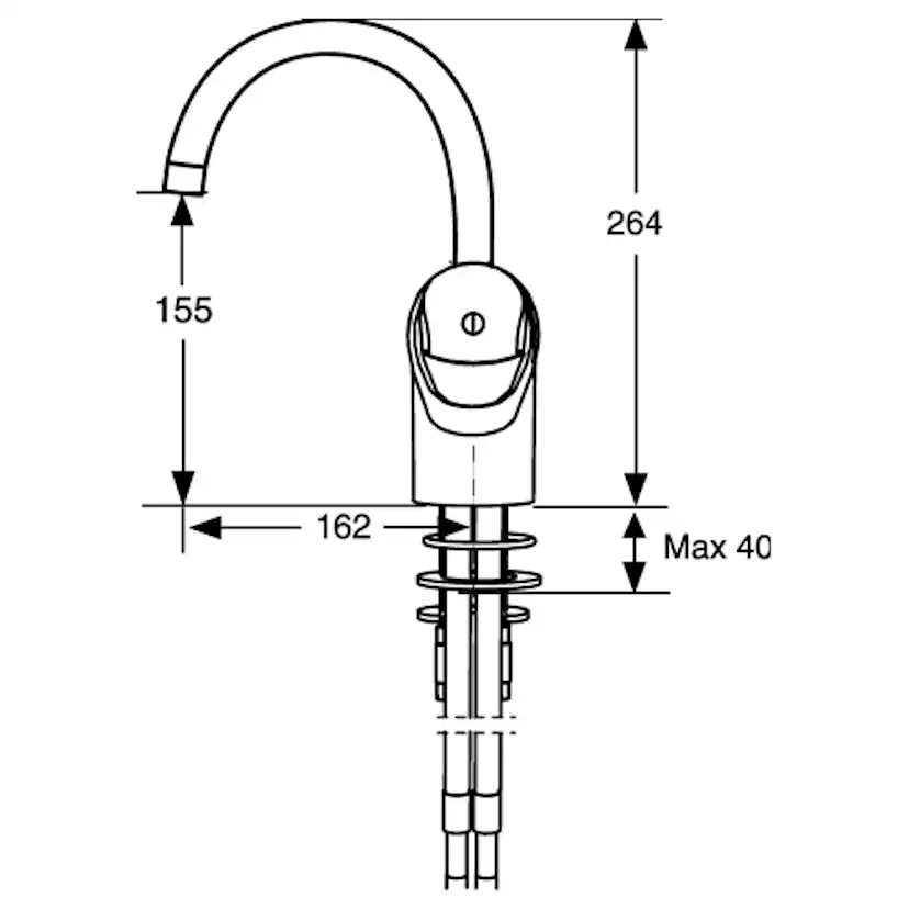 Tvättställsblandare FM Mattsson 9000E för Tvättrännor