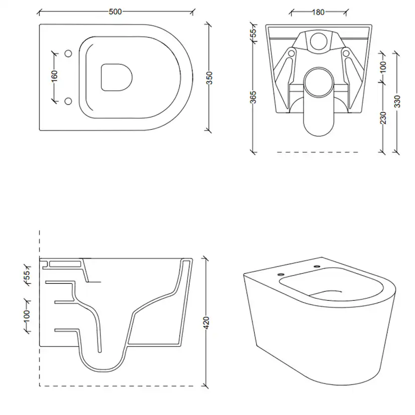 Vägghängd Toalettstol LH Elba