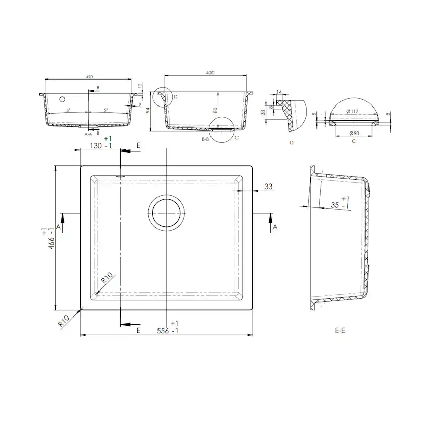 Diskho Lavabo Jupiter 600 Mattsvart