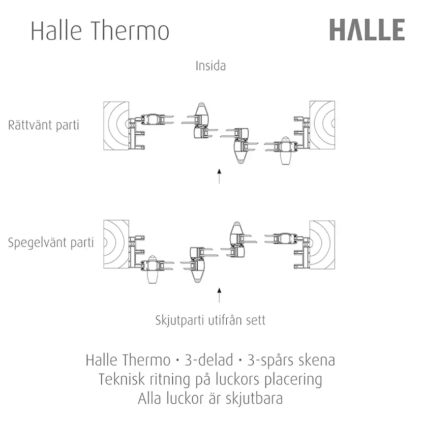 Skjutbart Dörrparti 3-Delat Halle Thermo Vit
