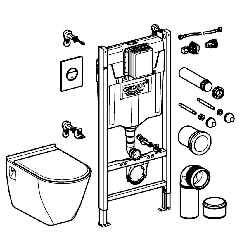 Vägghängd Toalettstol Grohe Solido Compact Set 38973 4in1 Komplett