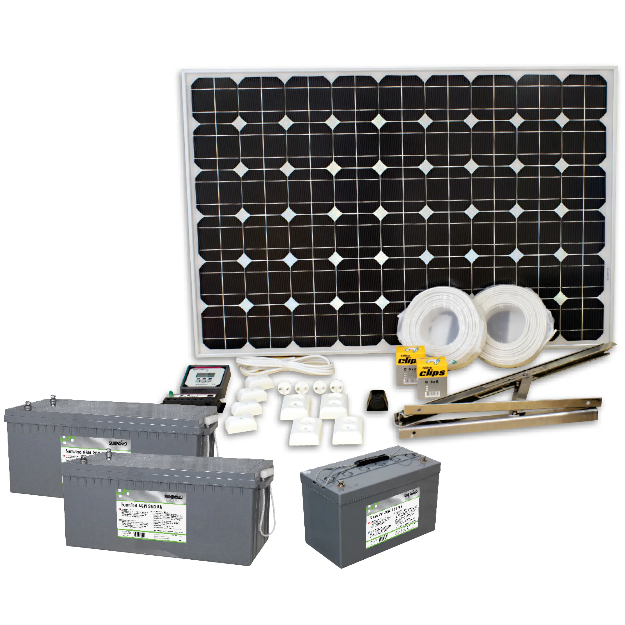 Solcellspaket Sunwind 200W med 12V kylskåp 70l