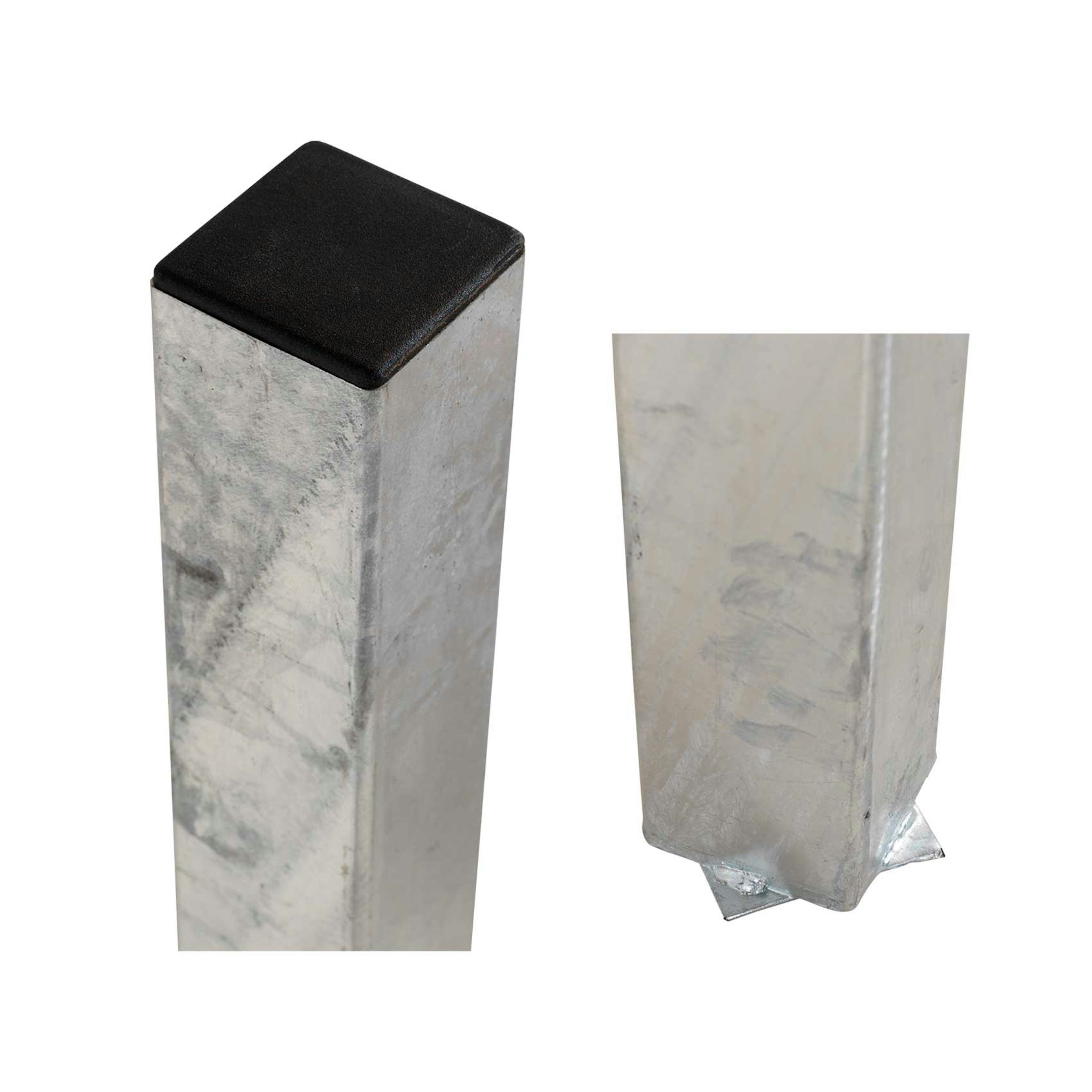 Stålstolpe 8x8x186 cm - till nedgrävning - inkl. 1 st. stolphatt