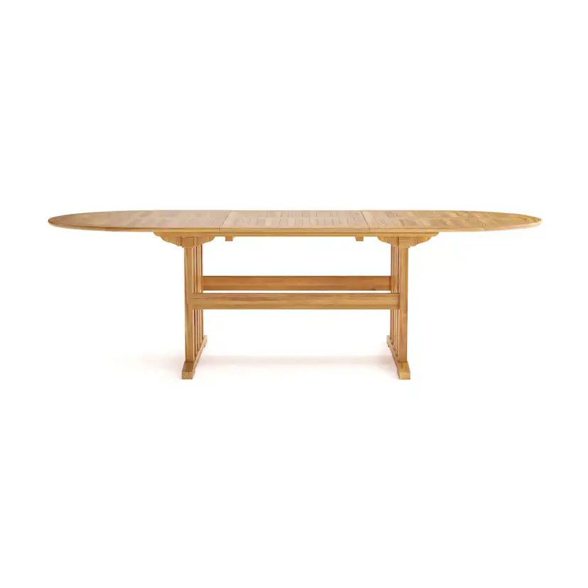 Trädgårdsbord deNoord Menorca Stort Ovalt Förlängningbart Matbord i trä Utomhus 100x180 cm