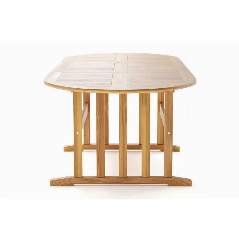 Trädgårdsbord deNoord Menorca Stort Ovalt Förlängningbart Matbord i trä Utomhus 100x180 cm