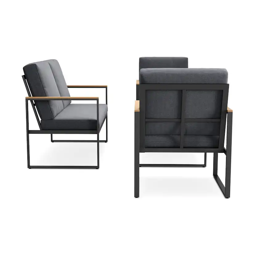 Loungegrupp deNoord Serena Soffgrupp Utomhus 2-sits trädgårdssoffa med 2st fåtöljer