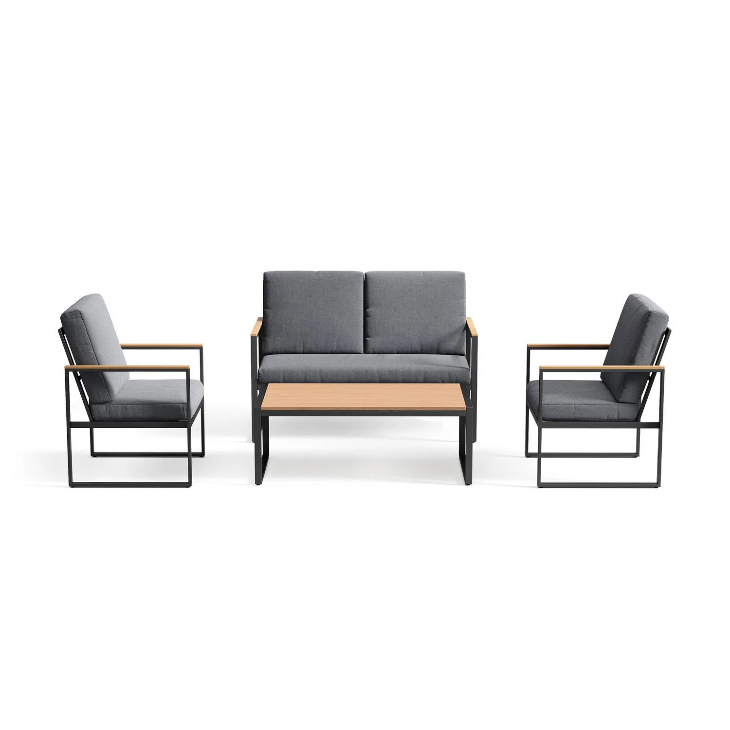 Loungegrupp deNoord Serena Soffgrupp Utomhus 2-sits trädgårdssoffa med 2st fåtöljer