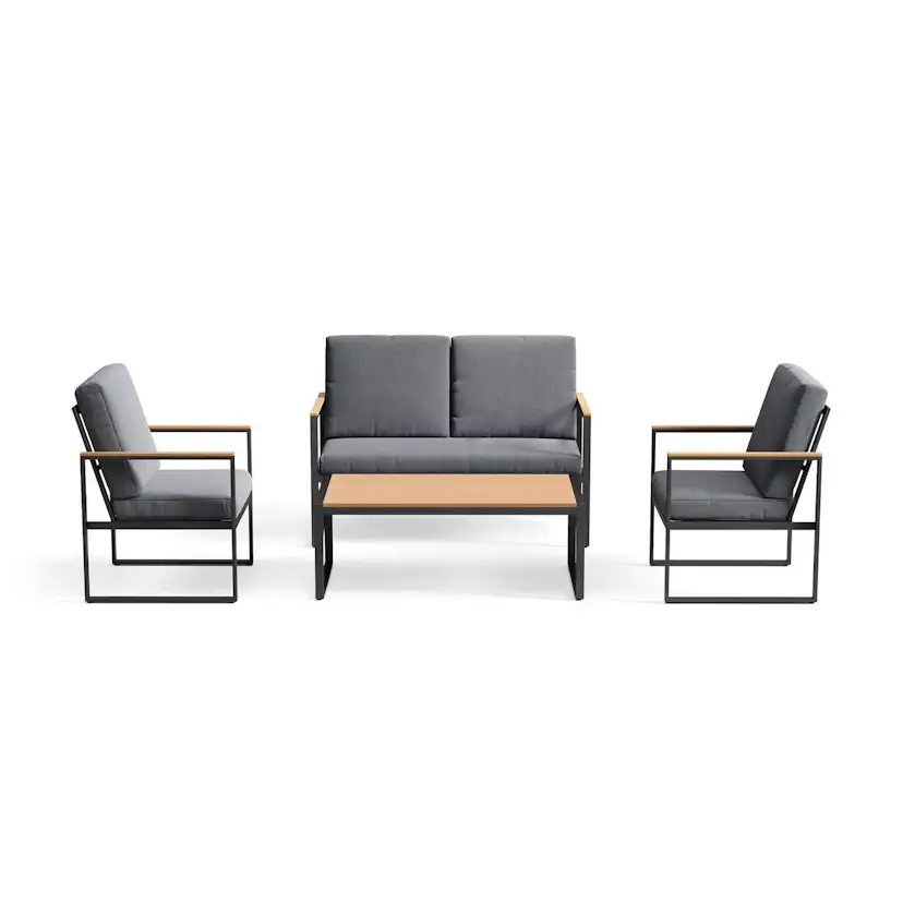 Loungegrupp deNoord Serena Soffgrupp Utomhus 2-sits trädgårdssoffa med 2st fåtöljer