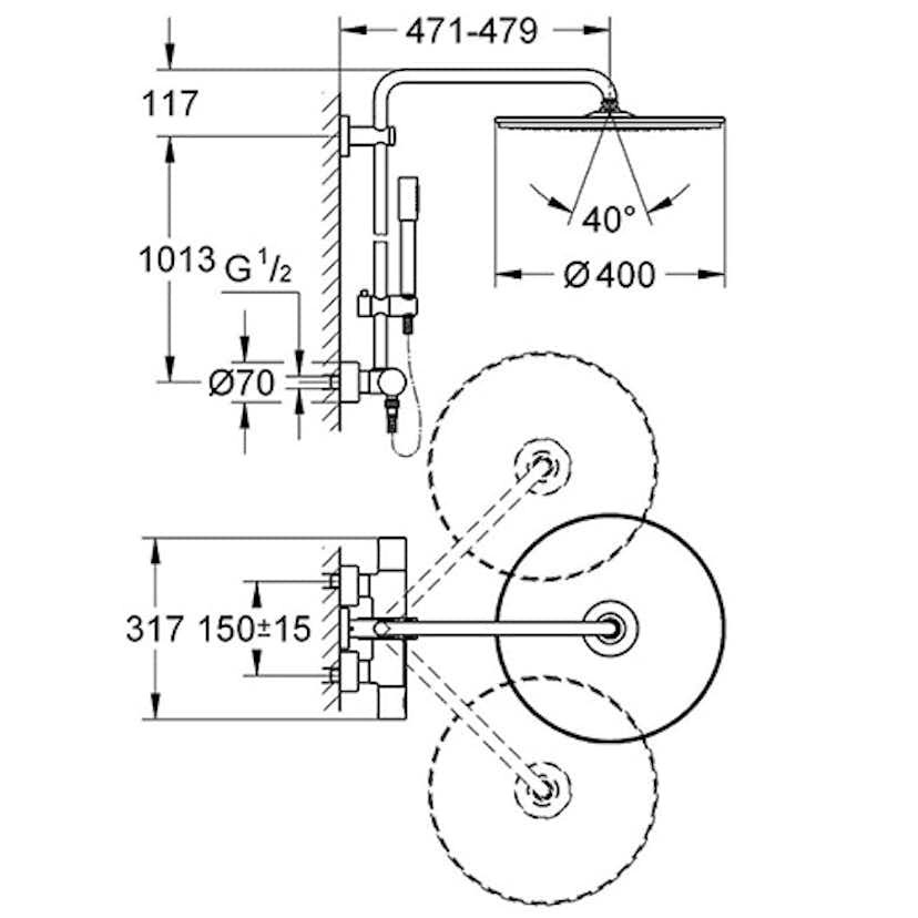 Takduschset Grohe Rainshower System 400 27174