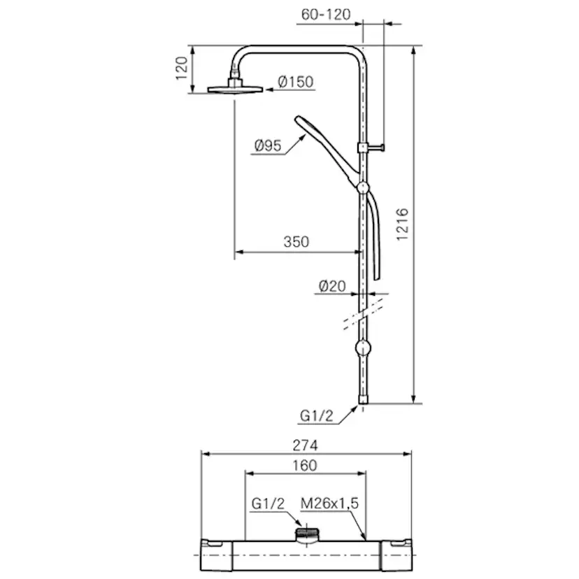 Takduschset Mora Cera Shower System Kit