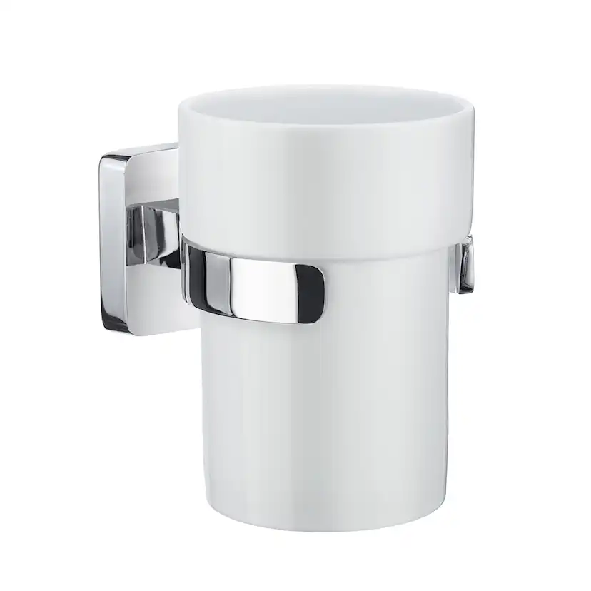 Tandborstglas Smedbo Ice OK343P Krom/Vitt Porslin