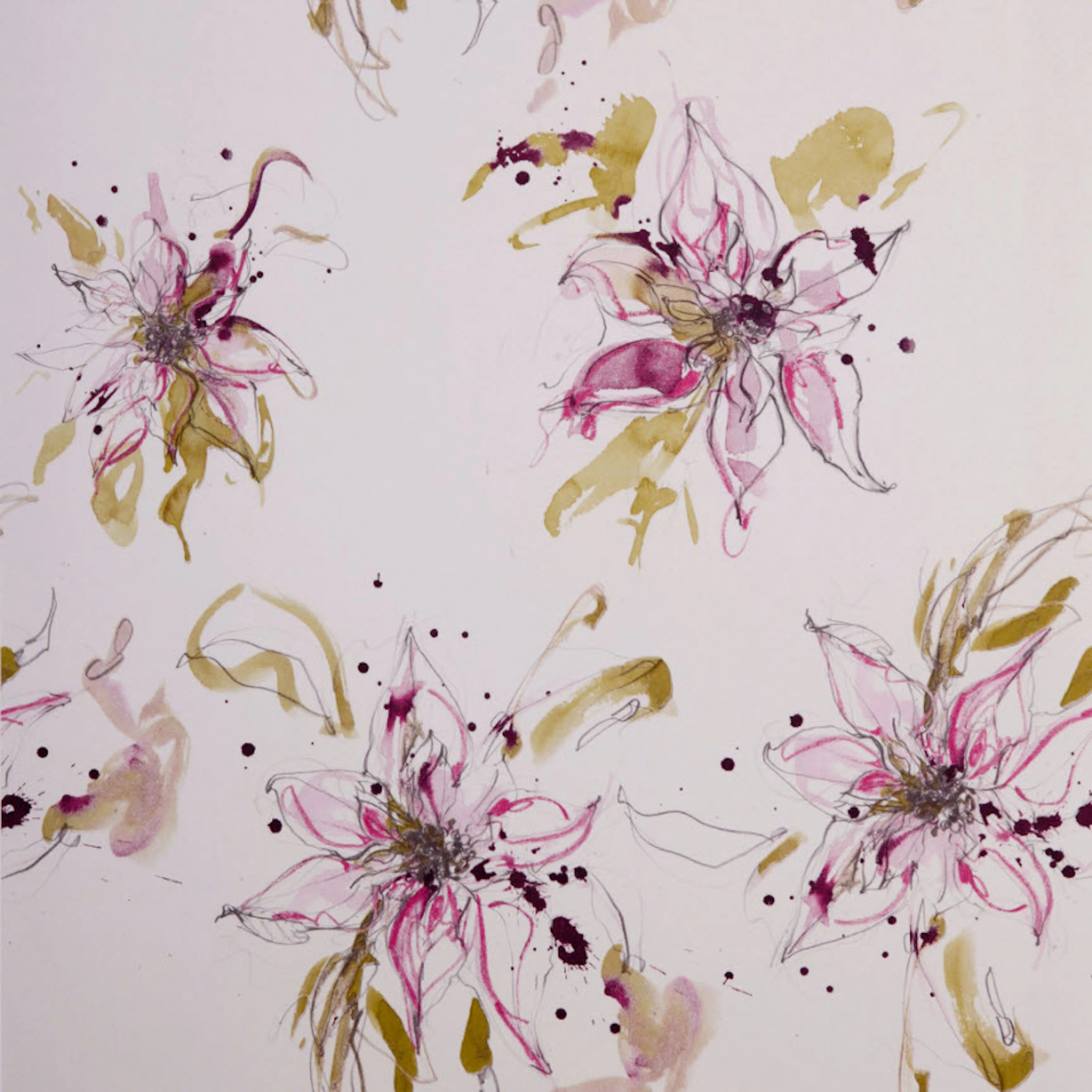 Tapet Mimou Poinsettia Green/Lilac