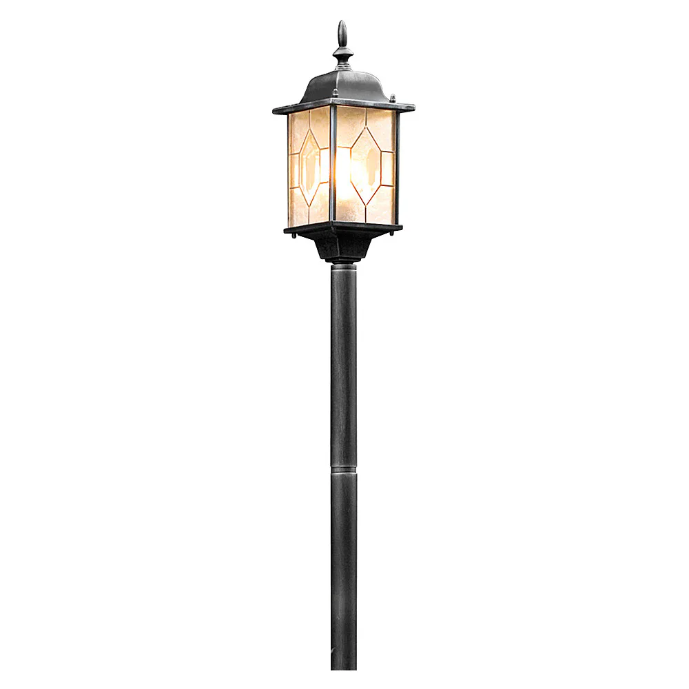 Trädgårdslykta Gnosjö Konstsmide Milano E27 Svart/Silver med Stolpe