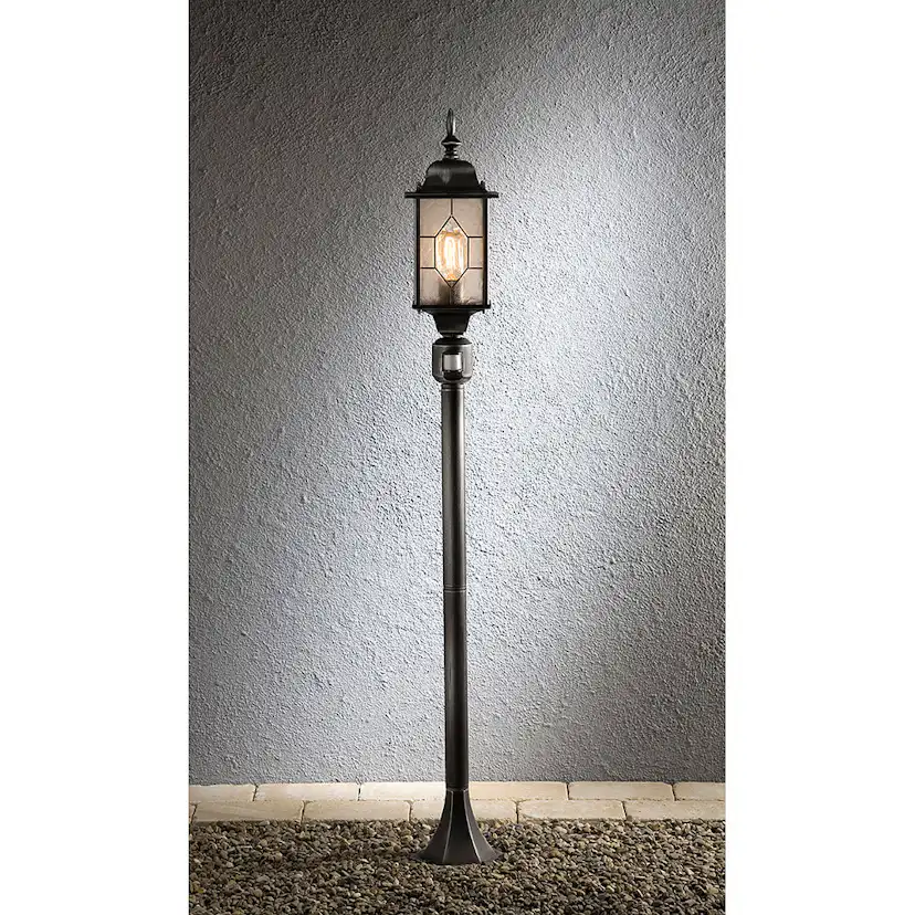 Trädgårdslykta Gnosjö Konstsmide Milano E27 Svart/Silver Pir med Stolpe