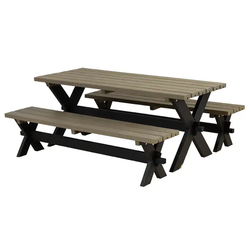 Trädgårdsmöbel PLUS Nostalgi Svart/Gråbrun Bänkgrupp med 8 Sittplatser