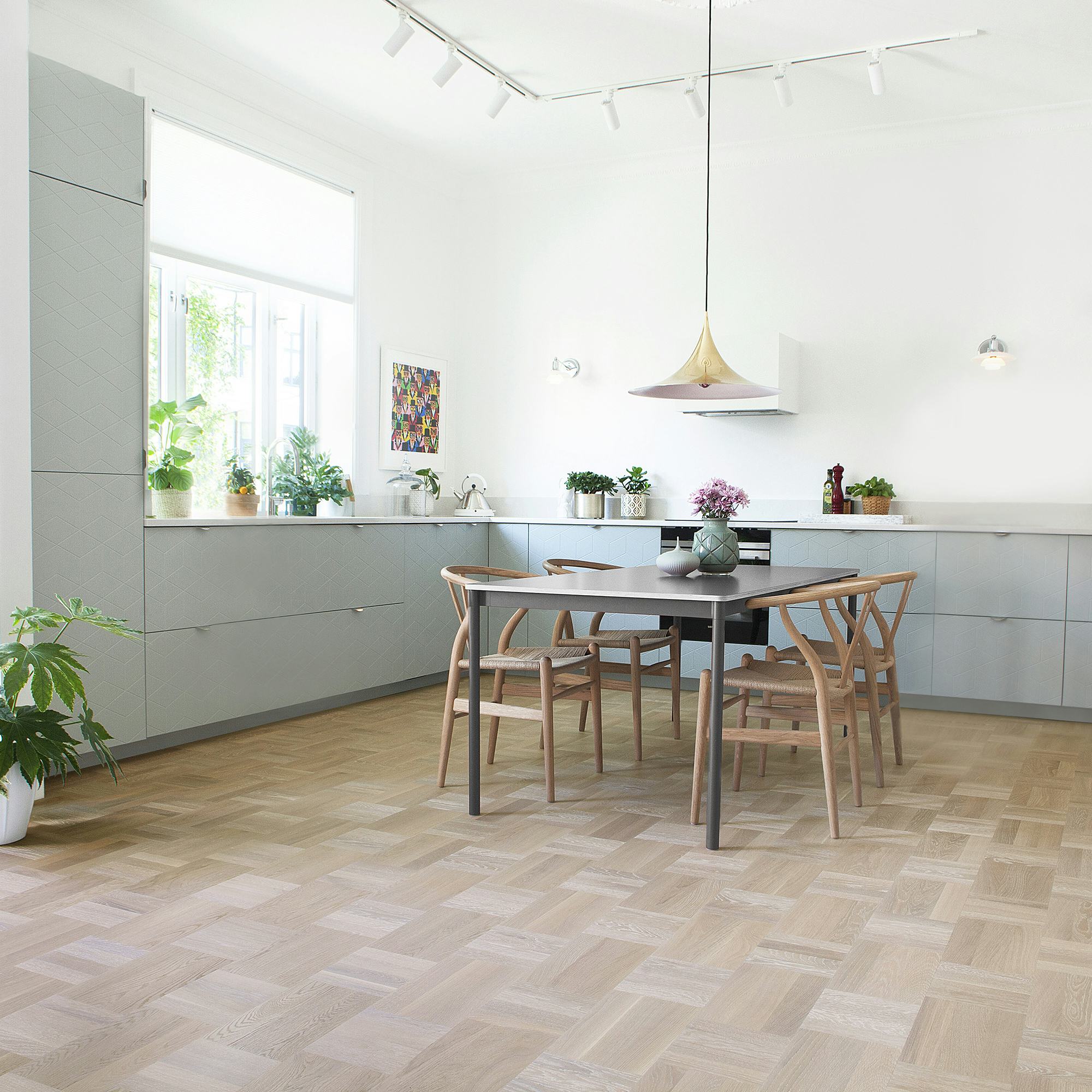 Trägolv Tarkett Noble Ek Scandinavia, Borstat Parkettgolv med Holländskt Mönster