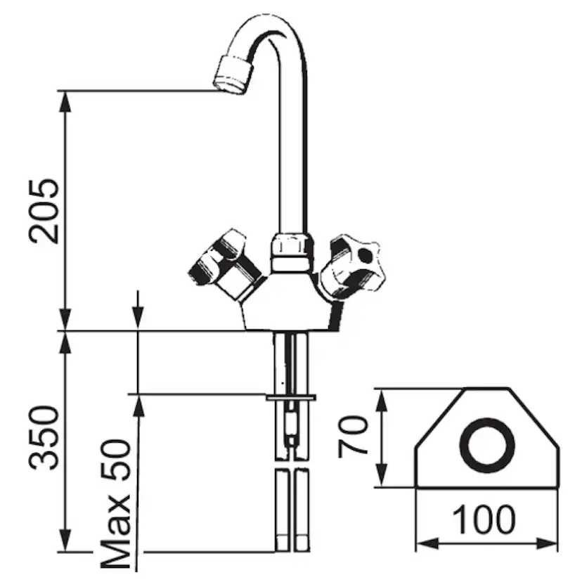 Tvättrännsblandare FM Mattsson Hög Pip