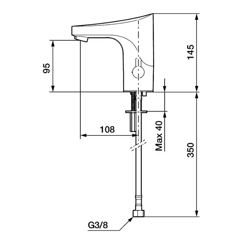 Tvättställsblandare FM Mattsson 9000E Tronic med Temperaturvred